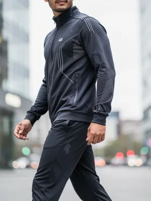 Stylish person in smart fabric casual wear, showcasing advanced textile technology.