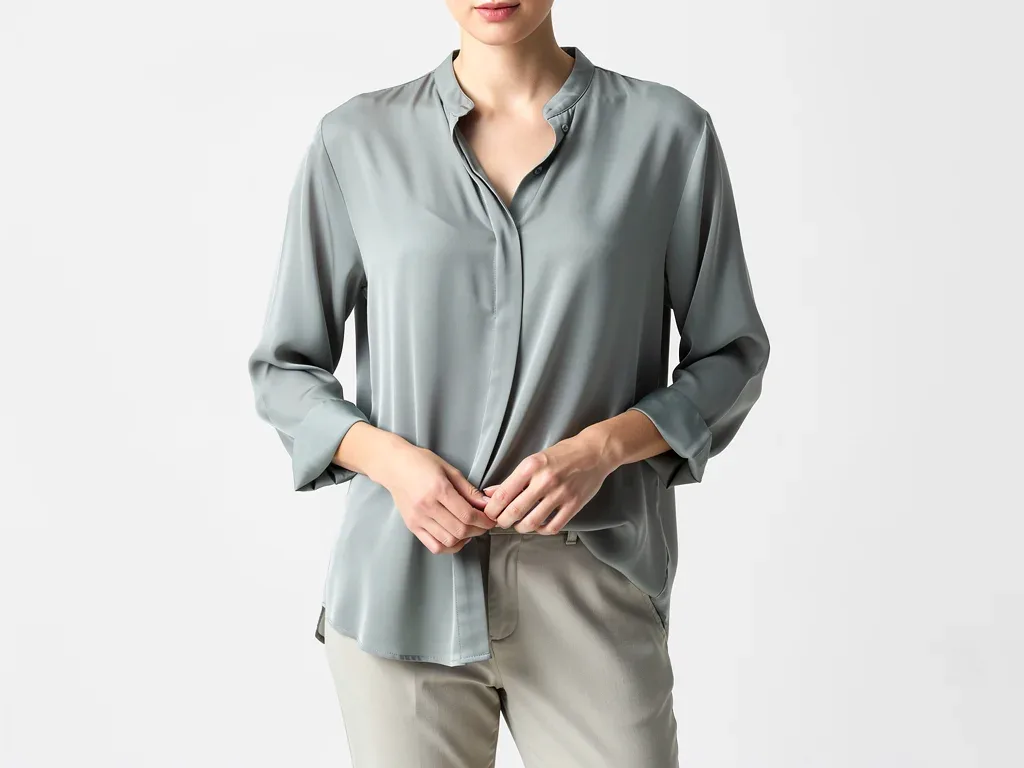 Person wearing a Tencel casual shirt showcasing drape