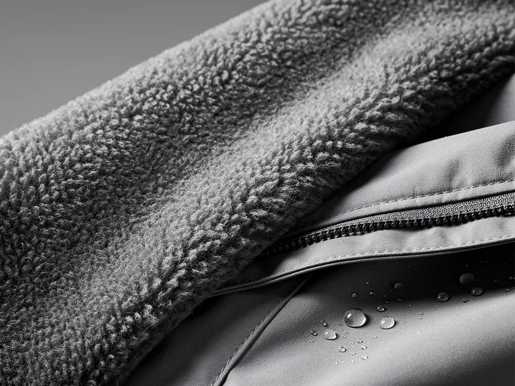 Close-up of various fabric textures used in effective winter layering