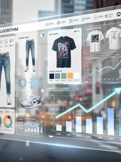 AI interface predicting US casual fashion trends with data visualizations