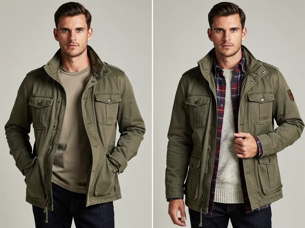 Man demonstrating layering with a utility jacket
