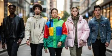 Diverse models showcasing the latest 2026 casual jacket releases in an urban environment, highlighting style and functional design.
