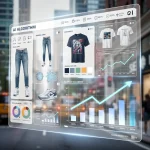 AI interface predicting US casual fashion trends with data visualizations