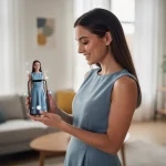 Woman using AR app to virtually try on clothes at home