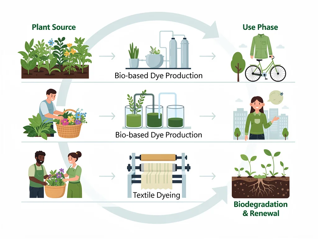 Lifecycle illustration of bio-based dyes in fashion