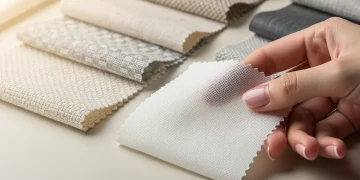 Close-up of cotton and blended fabric swatches for casual clothing