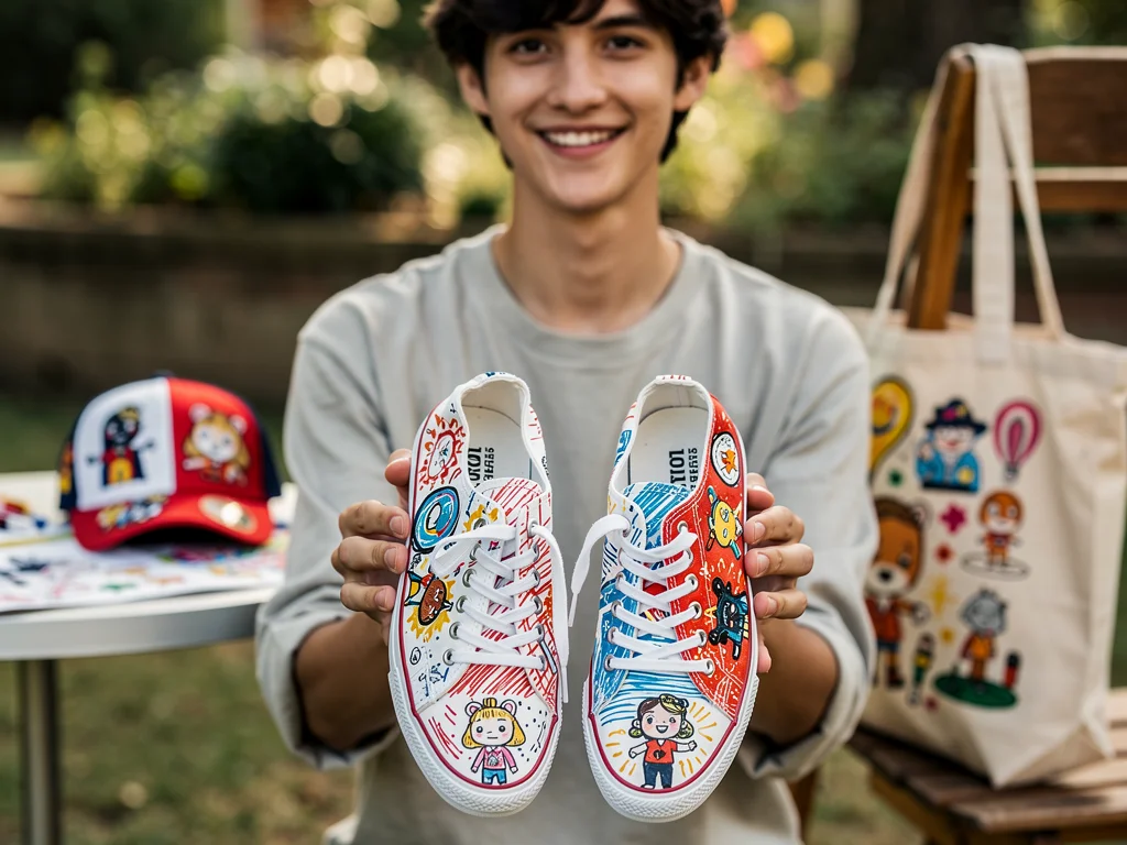 Customized sneakers and casual wear showing unique DIY designs.