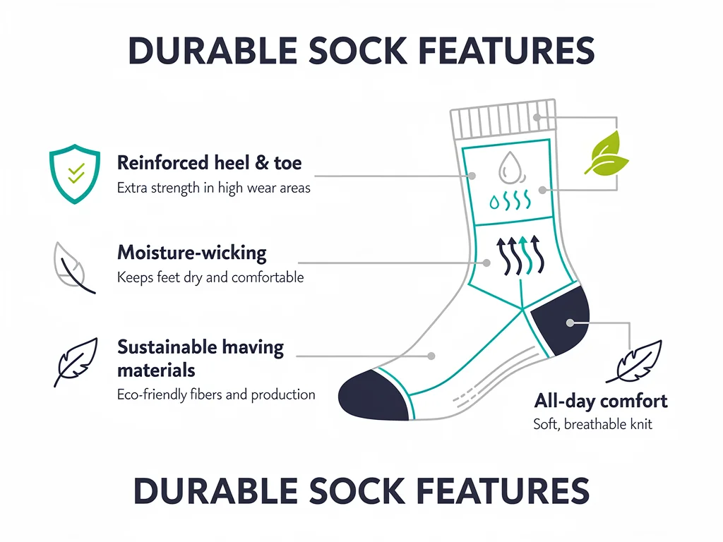 Infographic detailing durability features of high-quality socks