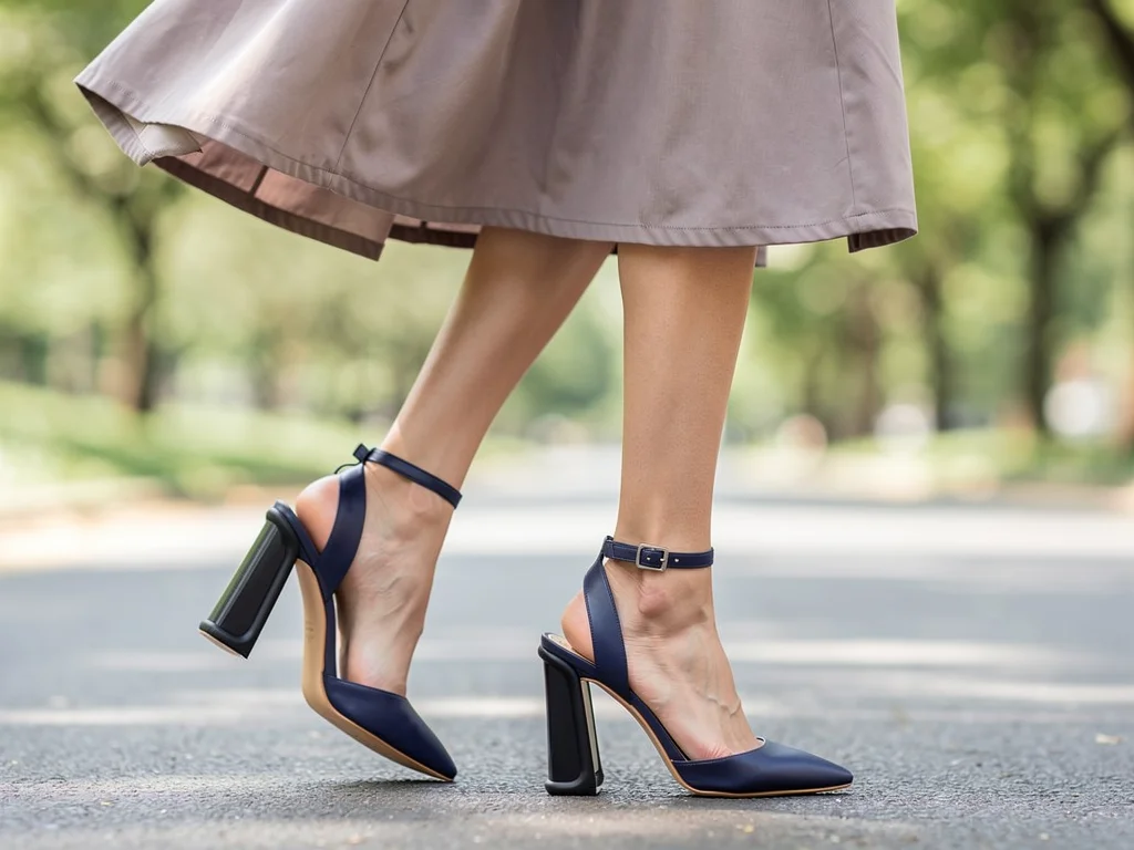 Elegant ankle straps and heel protectors on stylish heels
