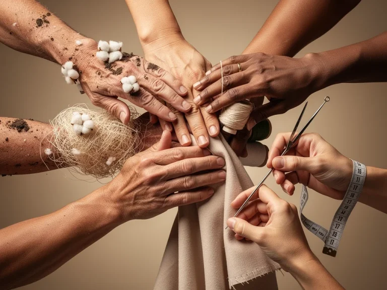 Hands interlocking, representing transparent and ethical supply chain collaboration in casual fashion.