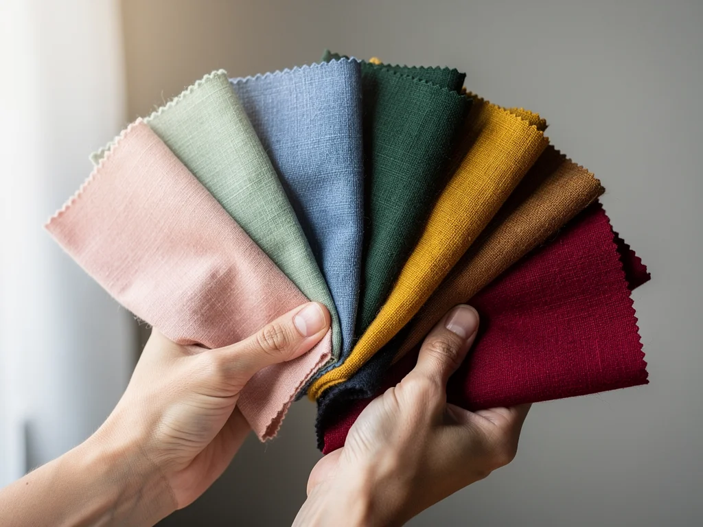 Fabric swatches showcasing diverse bio-based dye colors