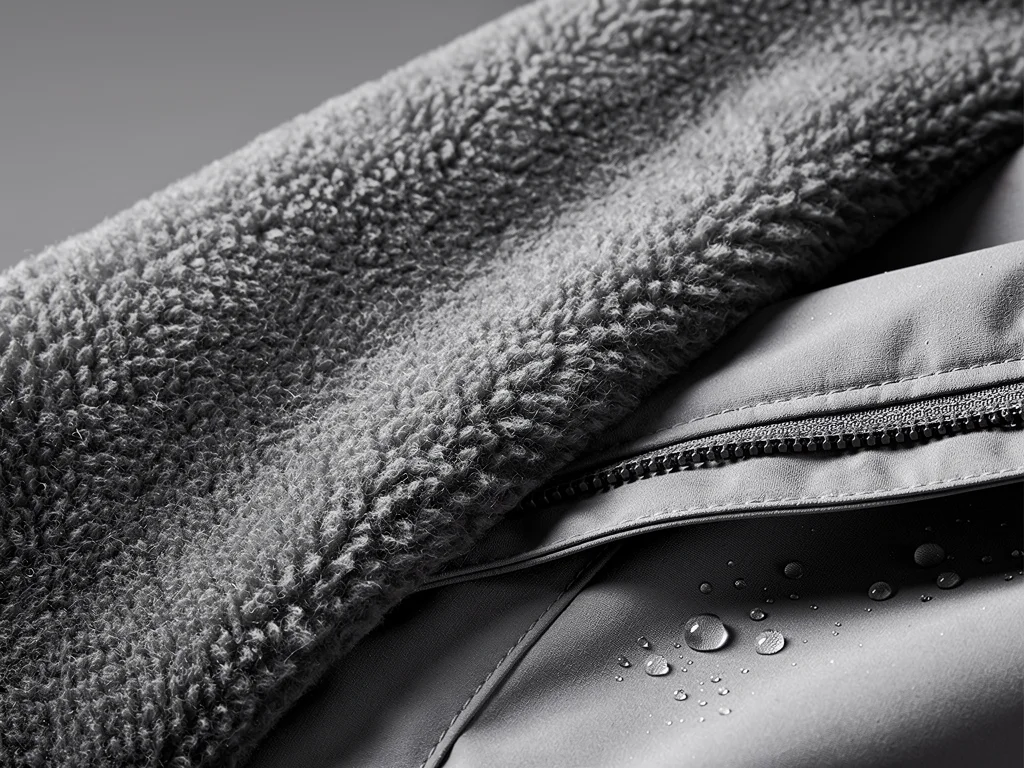 Close-up of various fabric textures used in effective winter layering