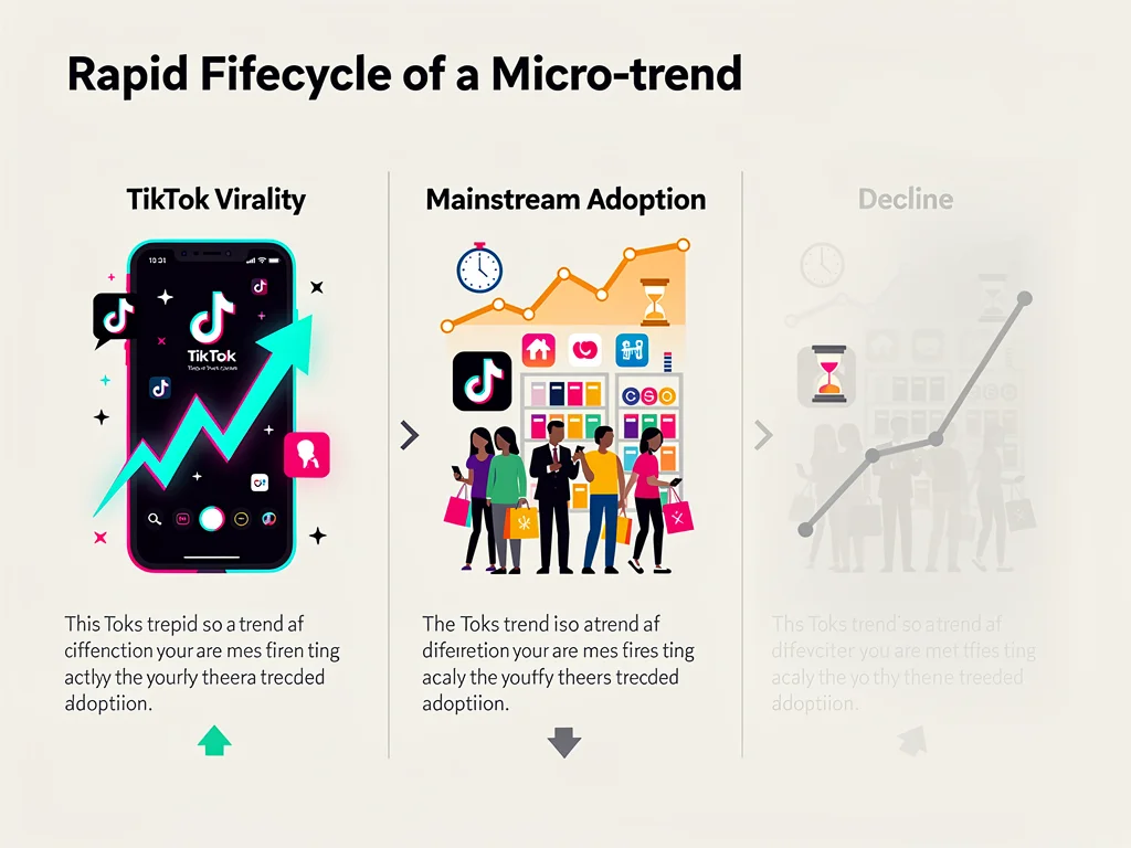 Infographic showing the rapid rise and fall of a fashion micro-trend on TikTok.