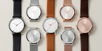 Collection of minimalist watches, clean designs, affordable elegance