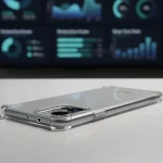 Phone Case Accessories 2026: Protection & Ergonomics Compared Modern smartphone in a clear protective case with data charts, symbolizing phone case accessory comparison.