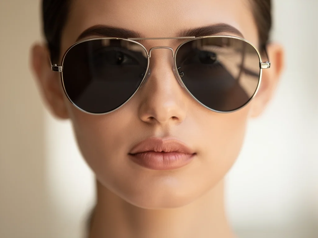 Oval face shape with aviator sunglasses, perfect fit