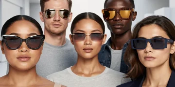 Diverse individuals modeling sunglasses for various face shapes, 2026 trends