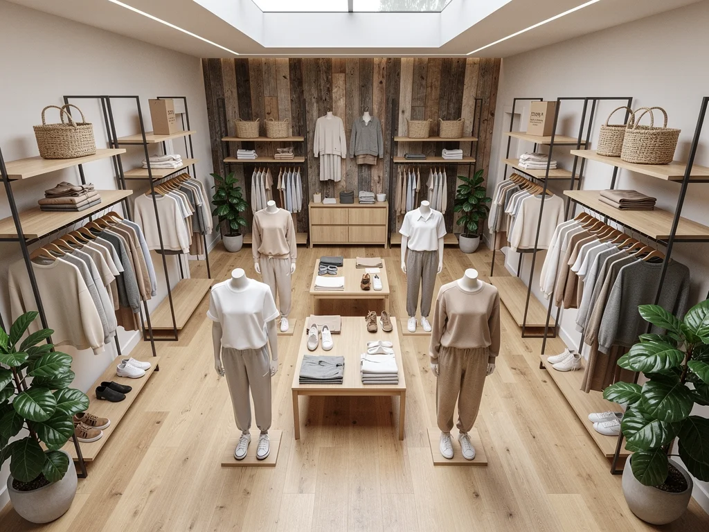 Interior of a sustainable casual fashion store