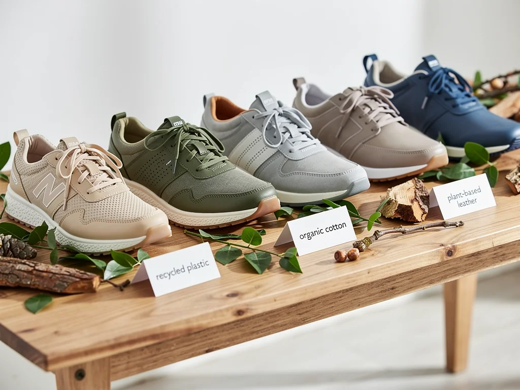 Sustainable casual footwear display with eco-friendly materials