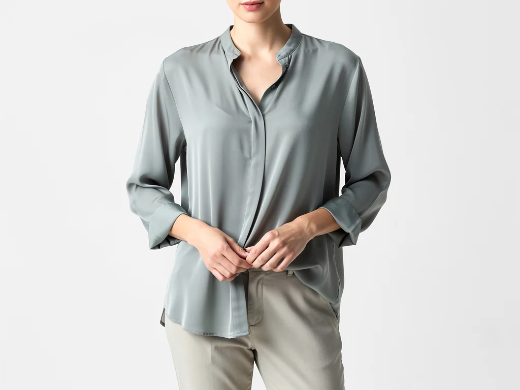 Person wearing a Tencel casual shirt showcasing drape