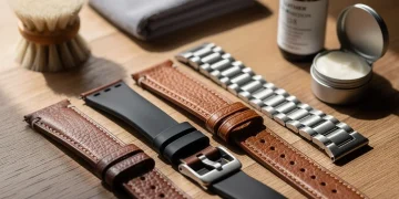 Assortment of watch straps and care products for longevity