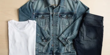 Collection of well-preserved casual garments, denim, cotton, and knitwear, showcasing extended clothing life.