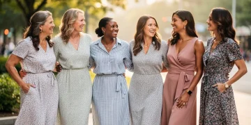 Diverse women in stylish 2026 casual dresses, showcasing comfort and versatility outdoors.