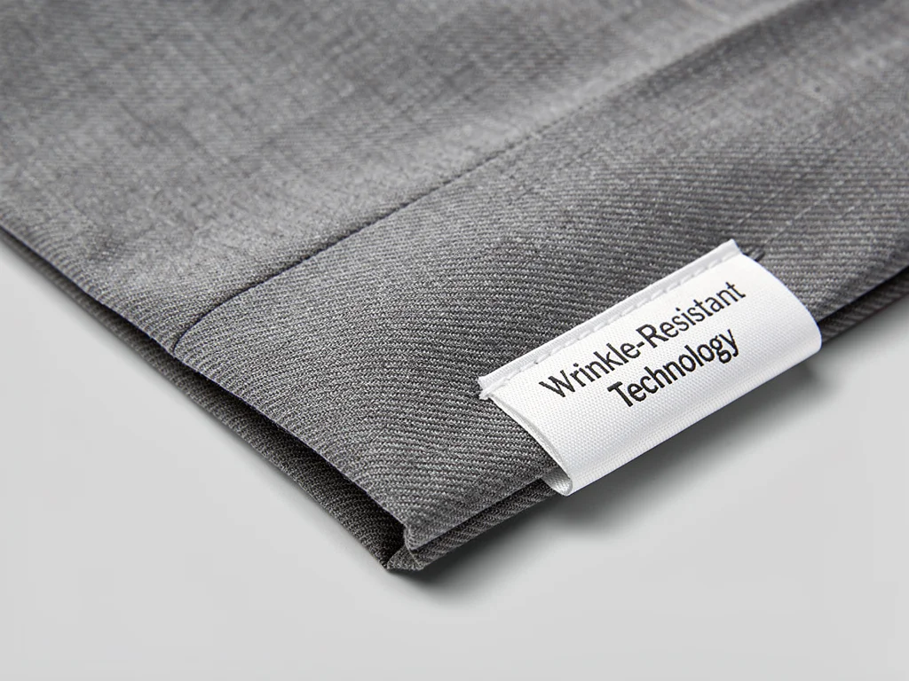 Close-up of wrinkle-resistant fabric technology